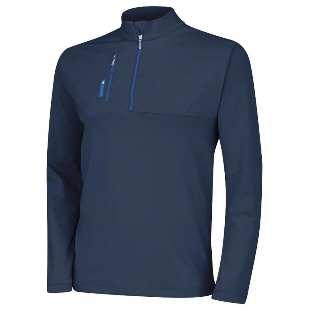 adidas Climalite Golf Top Men 2XL Mixed Media Quarter-Zip Blue Long Sleeves